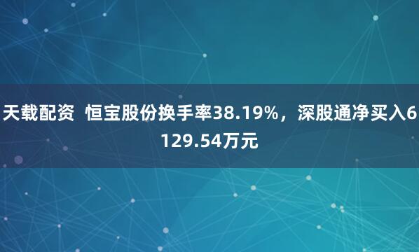 天载配资  恒宝股份换手率38.19%，深股通净买入6129.54万元