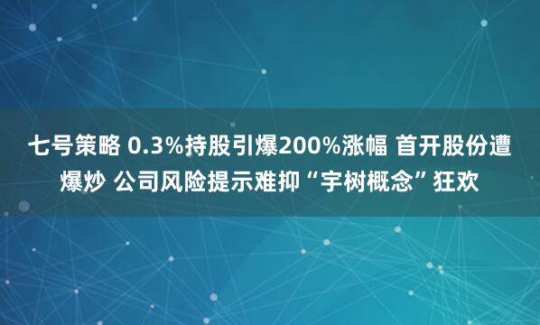 七号策略 0.3%持股引爆200%涨幅 首开股份遭爆炒 公司风险提示难抑“宇树概念”狂欢