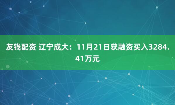 友钱配资 辽宁成大：11月21日获融资买入3284.41万元